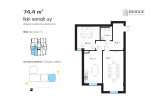 2-xonali xonadon 74.4 m²  9/10 qavat | BRIDGE Turar-joy majmuasi