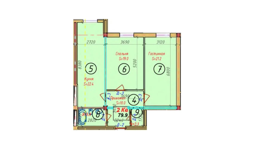 2-xonali xonadon 78 m²  9/9 qavat | SAMARQAND CITY Turar-joy majmuasi