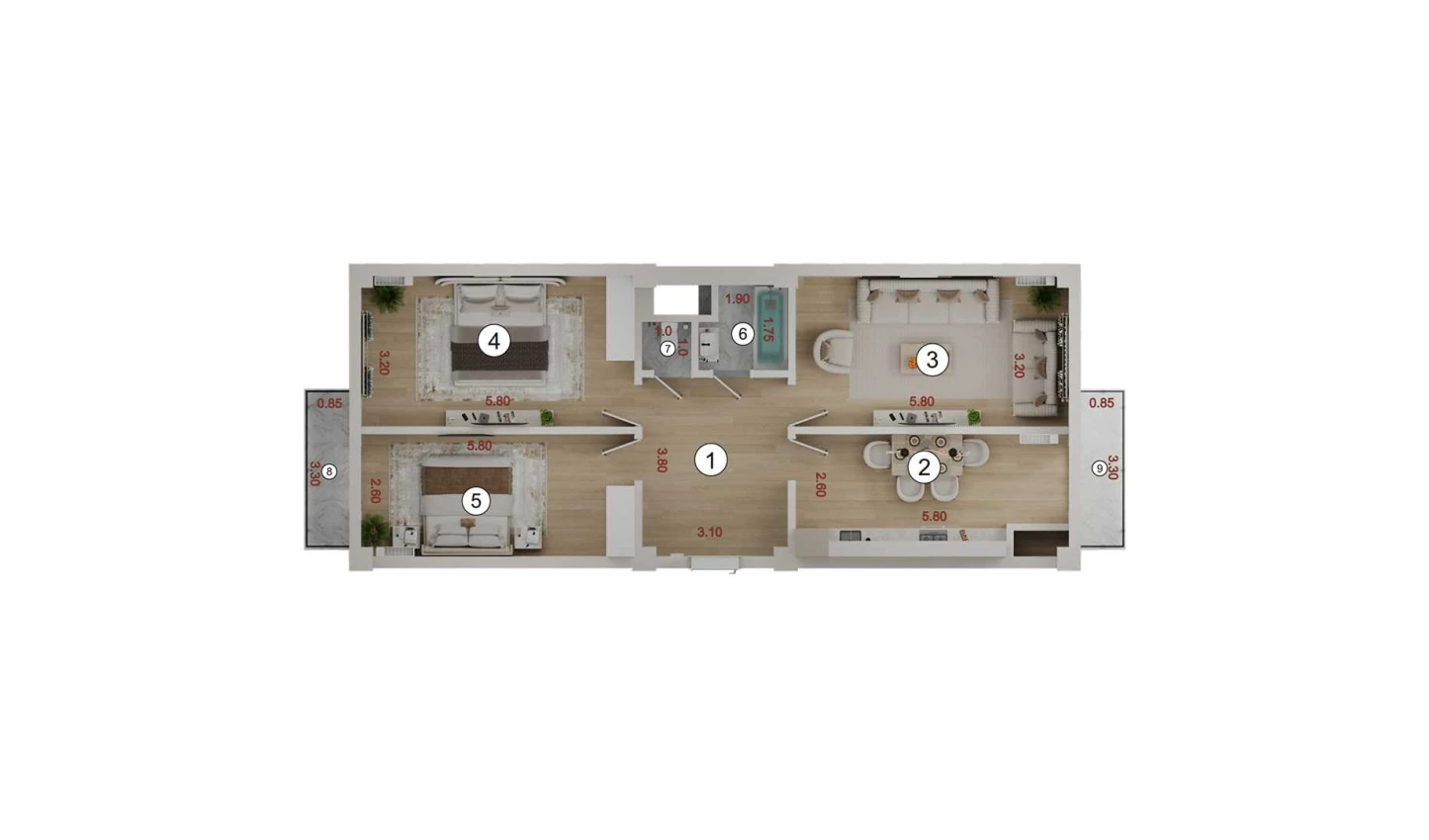 3-комн. квартира 86.6 м²  7/16 этаж | Жилой комплекс ISLOMOBOD
