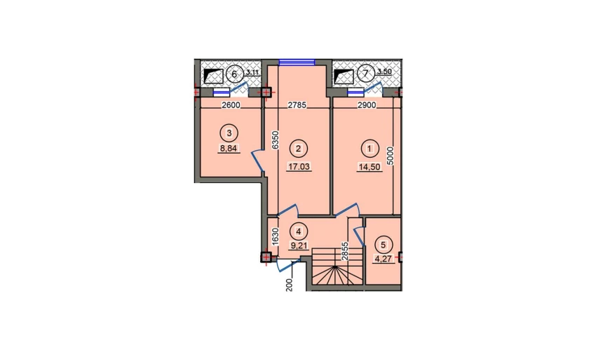 2-xonali xonadon 60.46 m²  10/10 qavat | Qibray City Turar-joy majmuasi