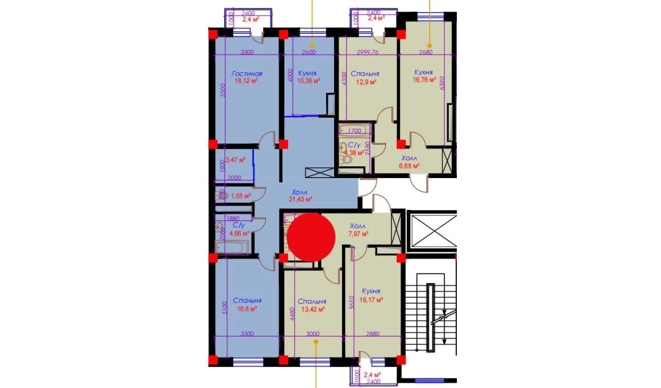 1-комнатная квартира 46.21 м²  6/10 этаж | Жилой комплекс Ko'kcha-Oqtepa