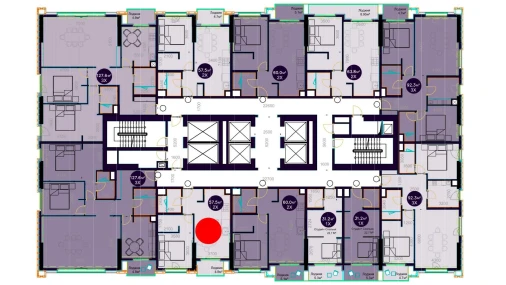 2-комнатная квартира 57.5 м²  11/20 этаж | Жилой комплекс Central Avenue