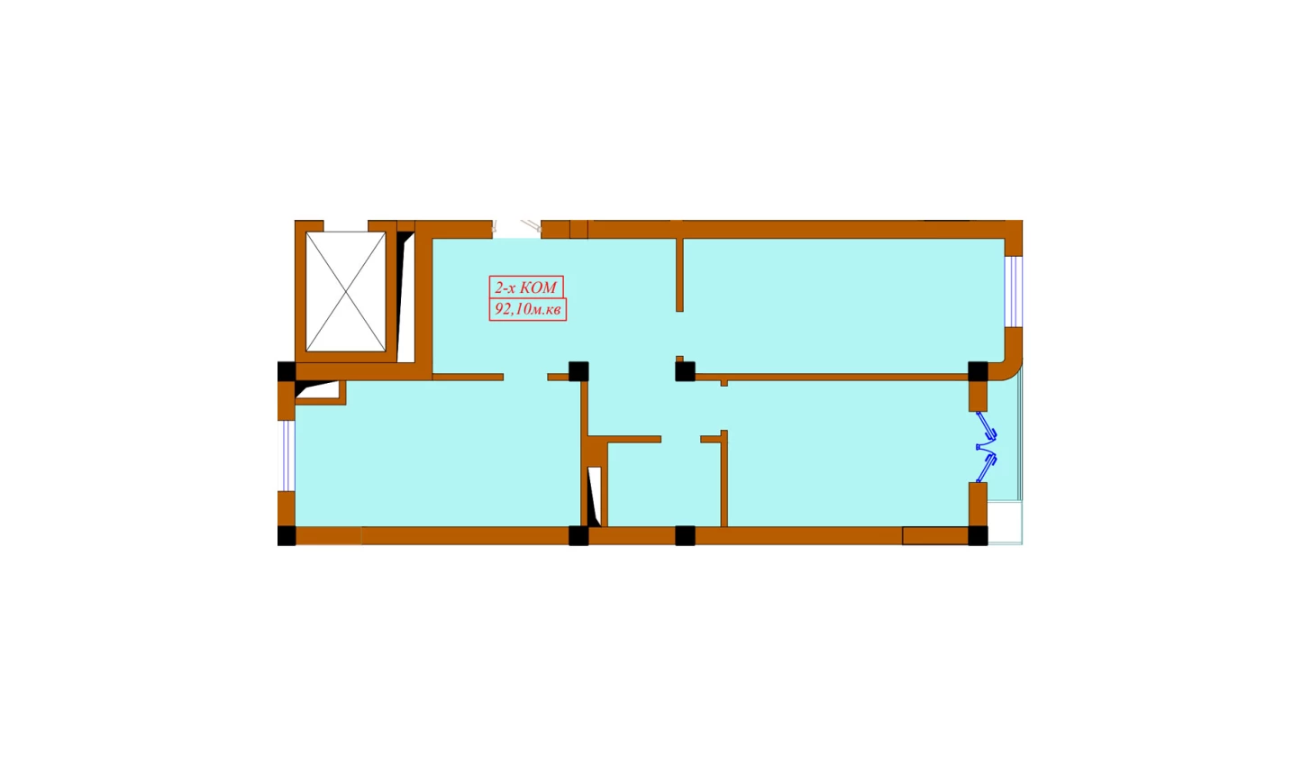 2-xonali xonadon 92.1 m²  9/10 qavat | Aviasozlar Plaza Turar-joy majmuasi