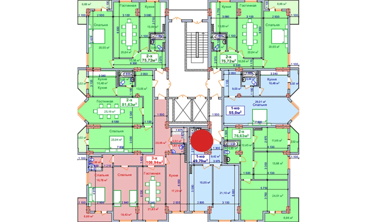 1-комн. квартира 49.79 м²  4/9 этаж | Жилой комплекс SHAYX-UL OLAM