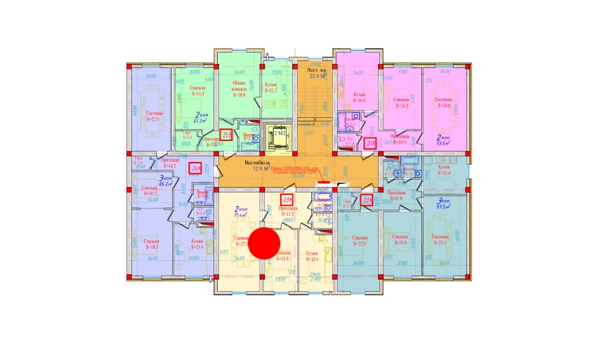 2-комнатная квартира 71.4 м²  7/7 этаж | Жилой комплекс KOHINUR AVENUE