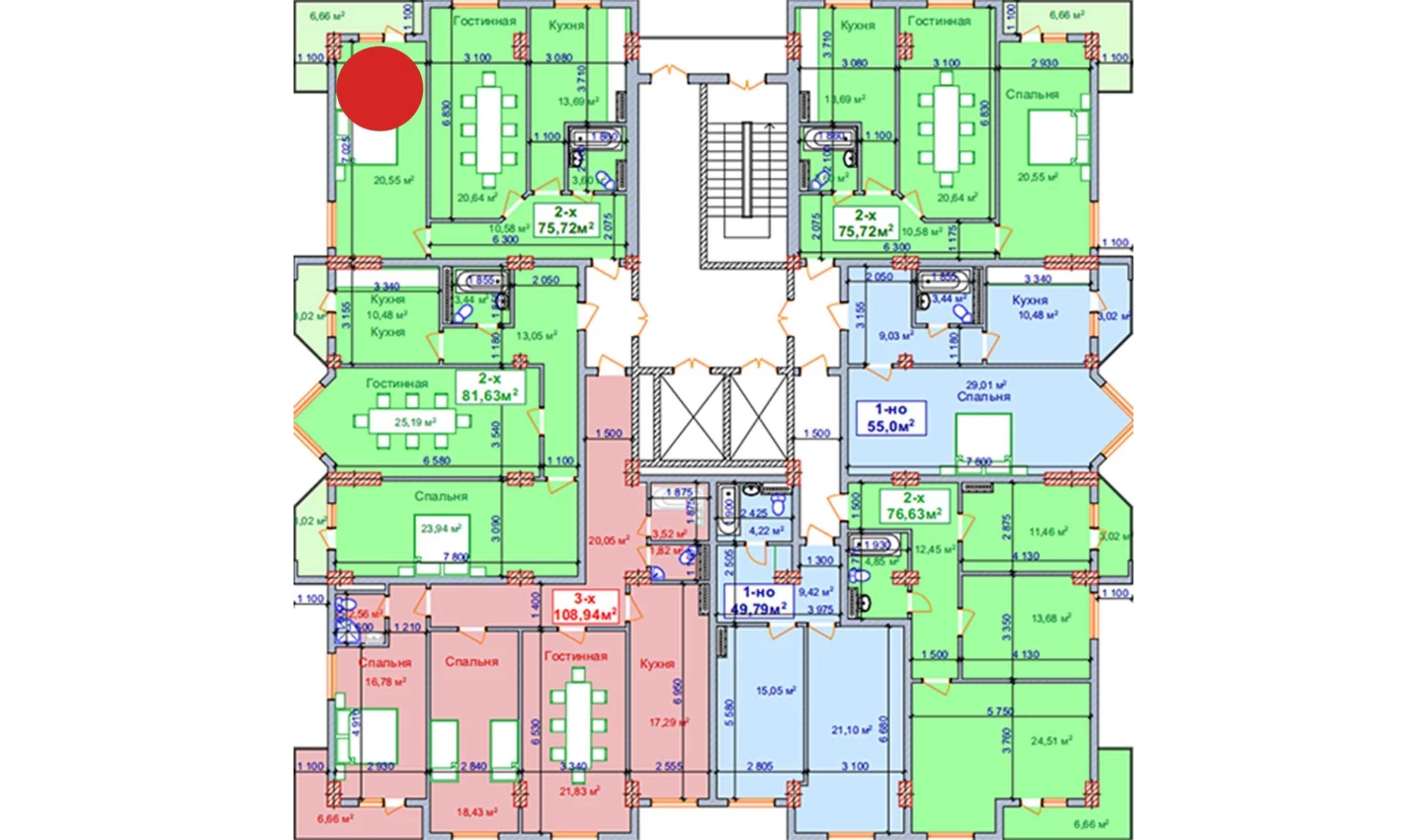 2-комн. квартира 75.72 м²  8/9 этаж | Жилой комплекс SHAYX-UL OLAM