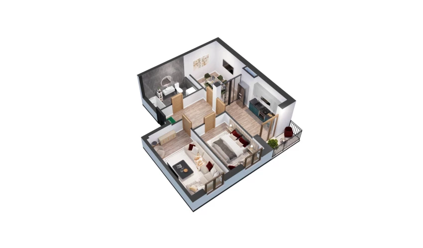 2-xonali xonadon 51.97 m²  2/10 qavat | YANGIOBOD RESIDENCE Turar-joy majmuasi