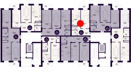 1-xonali xonadon 46.97 m²  2/10 qavat | KAMALAK Turar-joy majmuasi