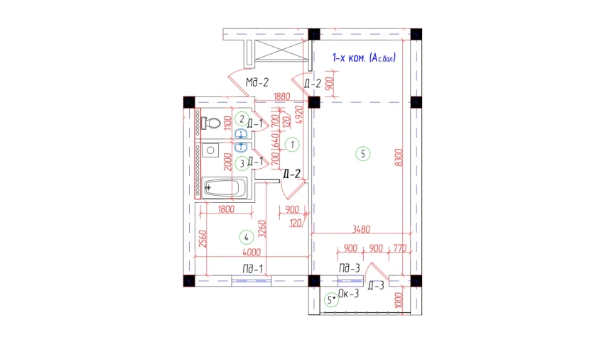 1-комнатная квартира 58.83 м²  7/7 этаж | Жилой комплекс Oila TJM