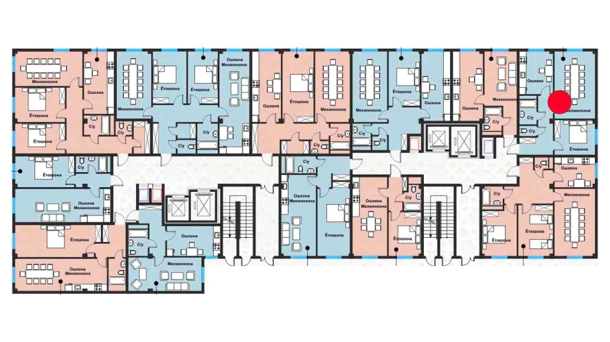 1-xonali xonadon 55.1 m²  1/12 qavat | Zangota City 1 -ETAP Turar-joy majmuasi