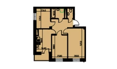 2-xonali xonadon 60.53 m²  4/10 qavat | YANGIOBOD RESIDENCE Turar-joy majmuasi