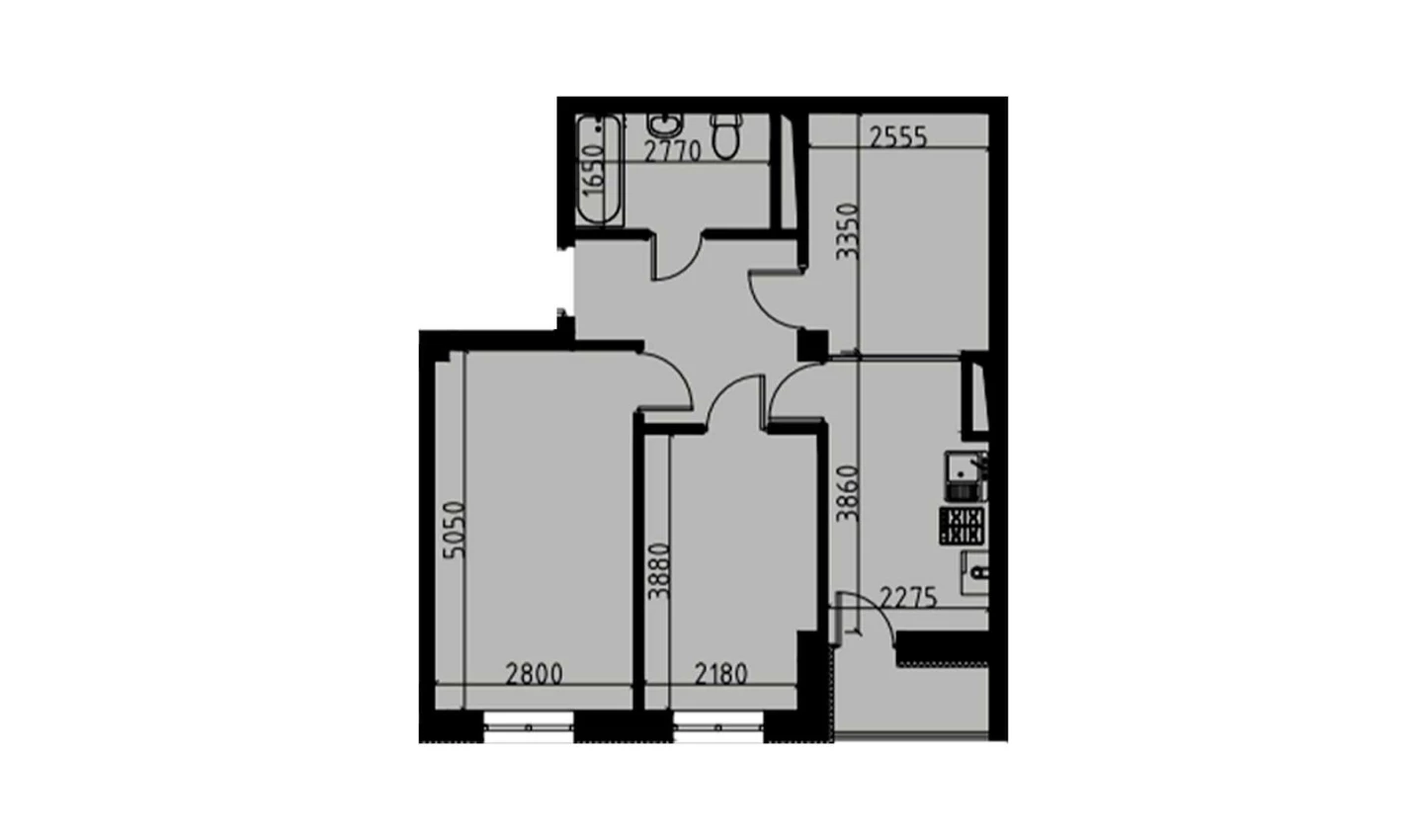 2-комн. квартира 53.27 м²  8/10 этаж | Жилой комплекс YANGIOBOD RESIDENCE