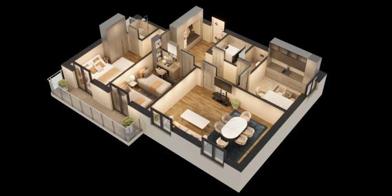 3-xonali xonadon 96.9 m²  8/8 qavat | Saxro Turar-joy majmuasi