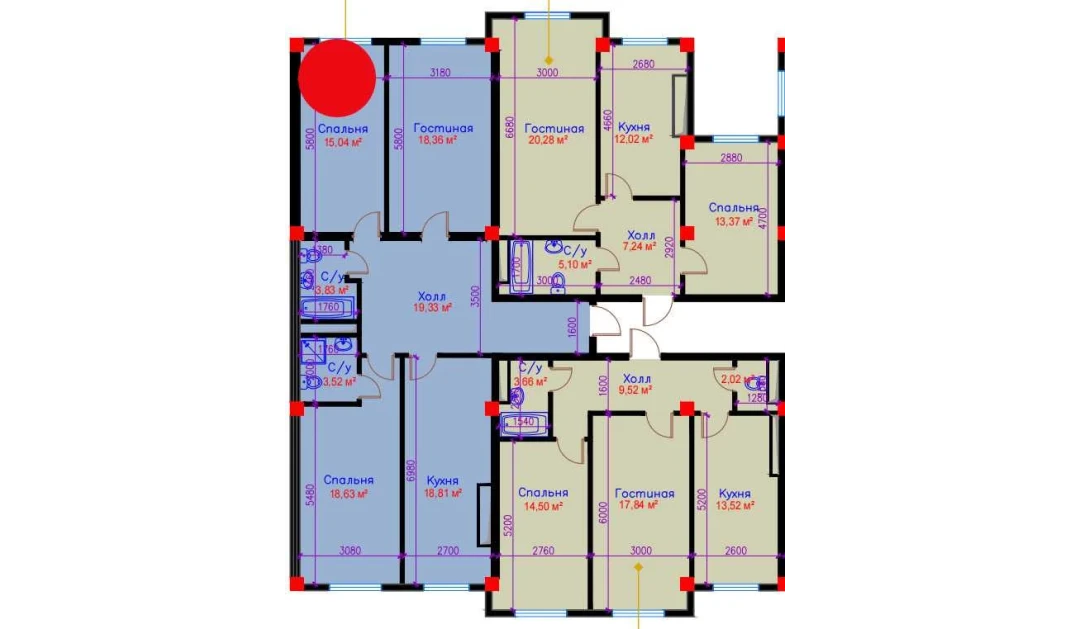 3-комнатная квартира 97.52 м²  10/10 этаж | Жилой комплекс Ko'kcha-Oqtepa