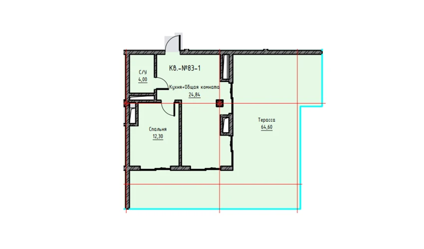 2-комнатная квартира 105.74 м²  9/9 этаж | Жилой комплекс UCHTEPA CITY