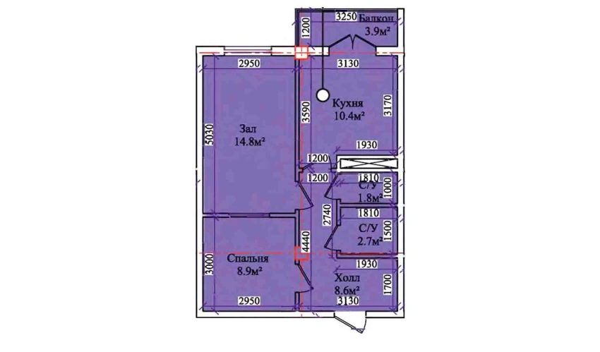 2-xonali xonadon 50.7 m²  9/9 qavat | CHIRCHIQ CITY Turar-joy majmuasi