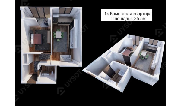 1-комнатная квартира 35.5 м²  8/9 этаж | Жилой комплекс UCHTEPA PLAZA