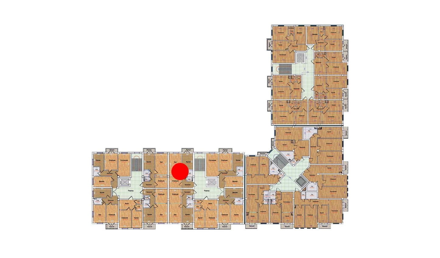 2-xonali xonadon 45.3 m²  3/9 qavat | MBG Turar-joy majmuasi