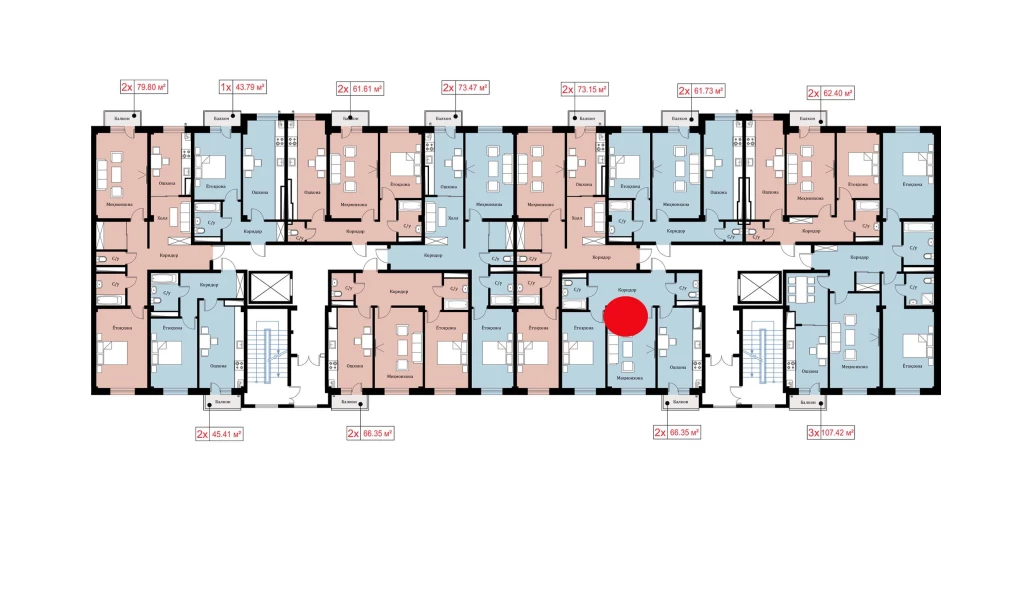 2-xonali xonadon 66.35 m²  2/10 qavat | Ko'kcha-Oqtepa Turar-joy majmuasi