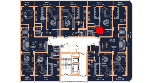 1-xonali xonadon 47.3 m²  4/17 qavat | Vertex Tawer Turar-joy majmuasi