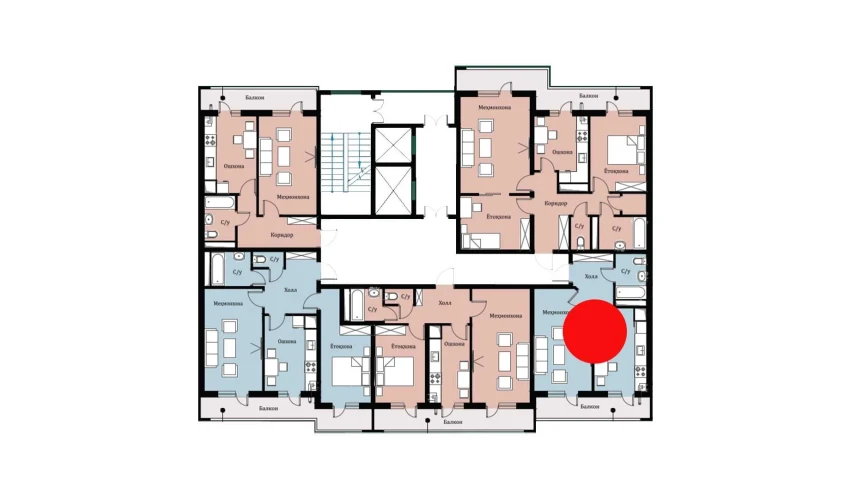 1-xonali xonadon 38.6 m²  1/16 qavat | SOKIN DIYOR Turar-joy majmuasi