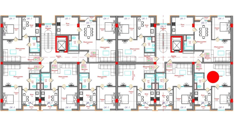2-xonali xonadon 50.3 m²  7/12 qavat | CHINARA PARK Turar-joy majmuasi