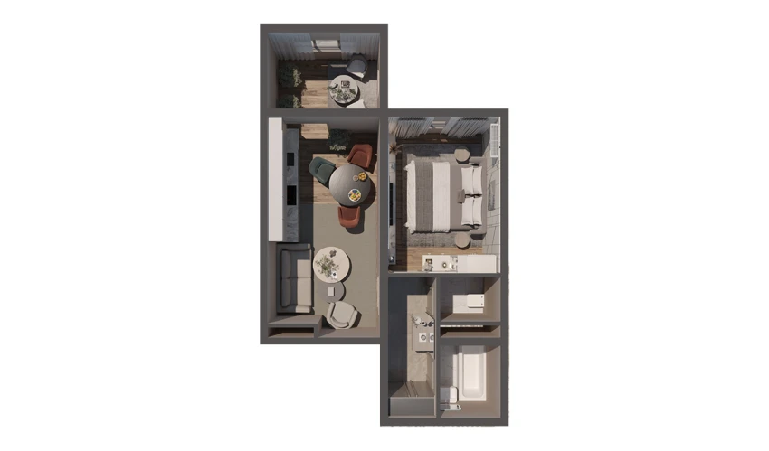 1-комнатная квартира 42.1 м²  4/14 этаж | Жилой комплекс JOMIY RESIDENCE