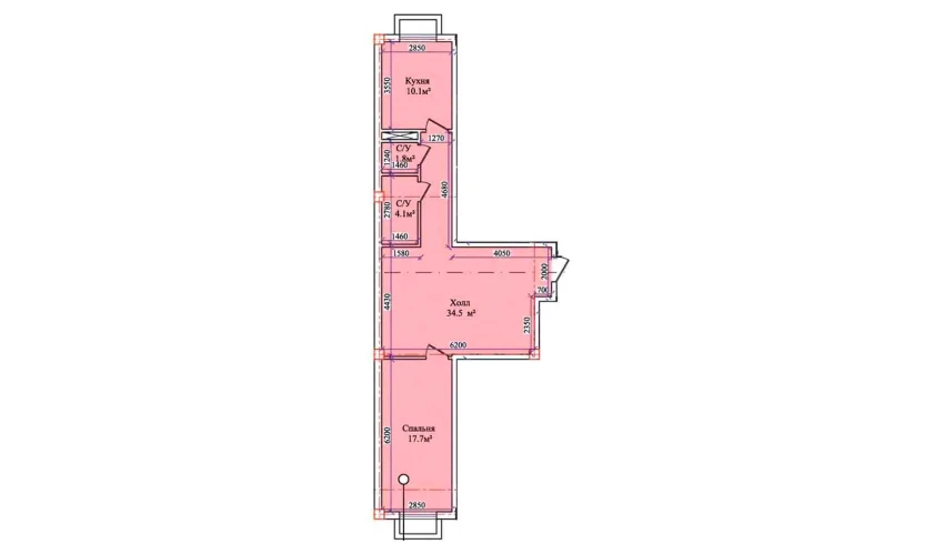 3-комнатная квартира 69.4 м²  1/9 этаж | Жилой комплекс CHIRCHIQ CITY