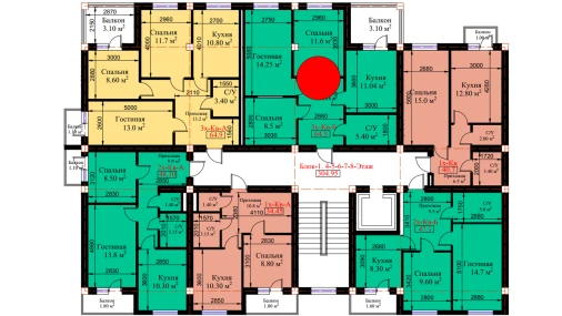 3-xonali xonadon 69.2 m²  4/8 qavat | MUHTASHAM Turar-joy majmuasi