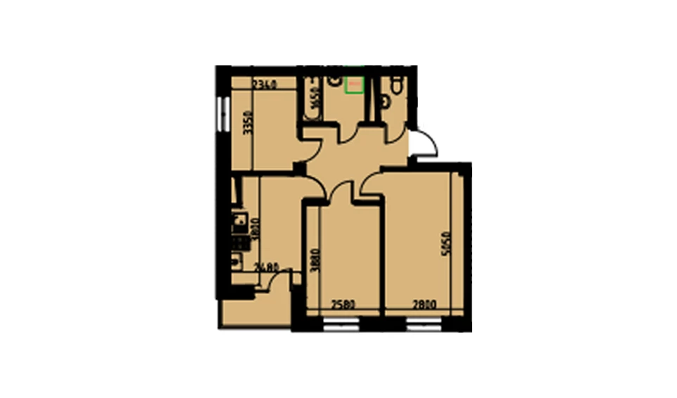 3-комн. квартира 55.32 м²  7/10 этаж | Жилой комплекс YANGIOBOD RESIDENCE