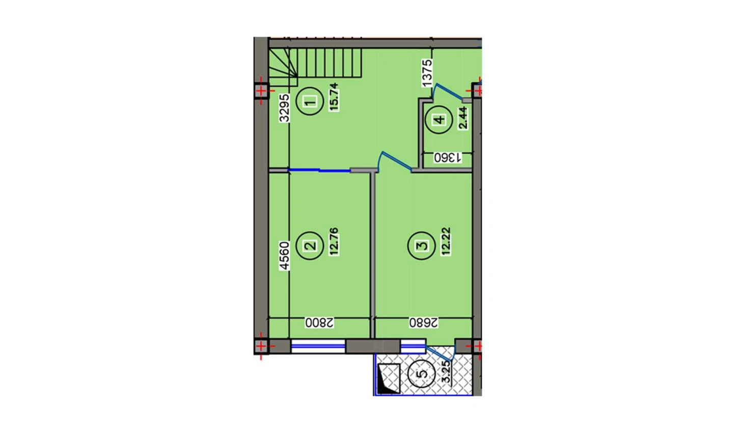 2-xonali xonadon 46.41 m²  10/10 qavat | Qibray City Turar-joy majmuasi