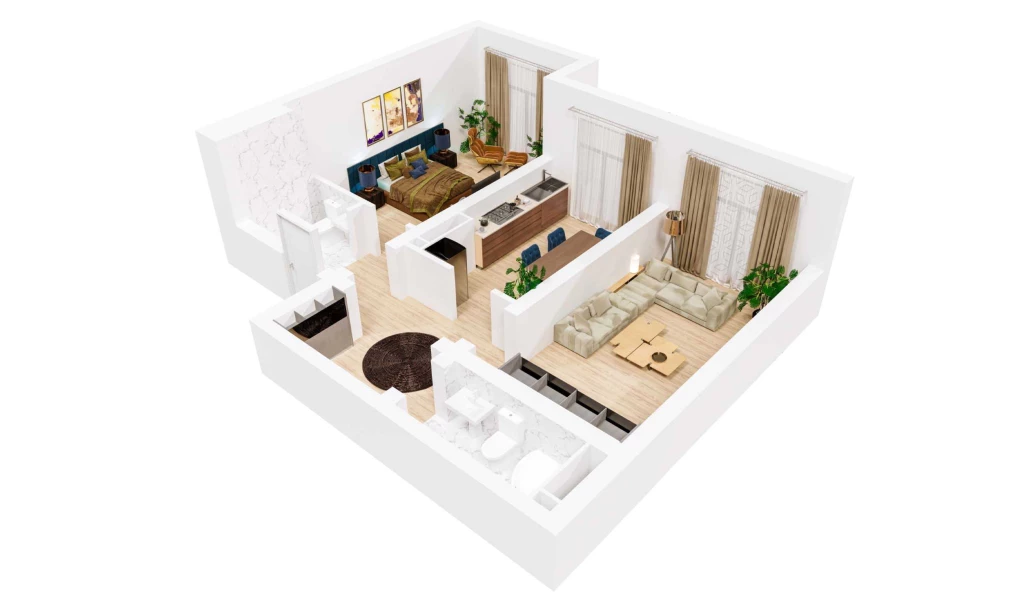 2-комн. квартира 57 м²  1/16 этаж | Жилой комплекс ISLOMOBOD