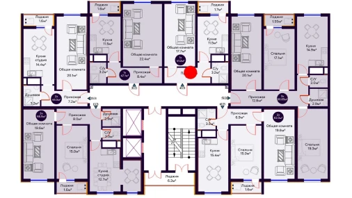 1-xonali xonadon 41.2 m²  14/16 qavat | Crystal Avenue Turar-joy majmuasi