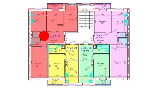 3-комнатная квартира 76.5 м²  5/5 этаж | Жилой комплекс CHIRCHIQ CITY