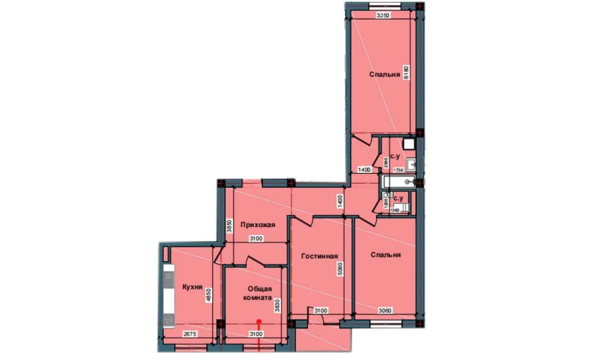 4-xonali xonadon 113.3 m²  10/11 qavat | NUR BARAKA Turar-joy majmuasi