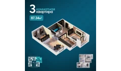 3-комн. квартира 91.34 м²  15/16 этаж | Жилой комплекс EKO PARK