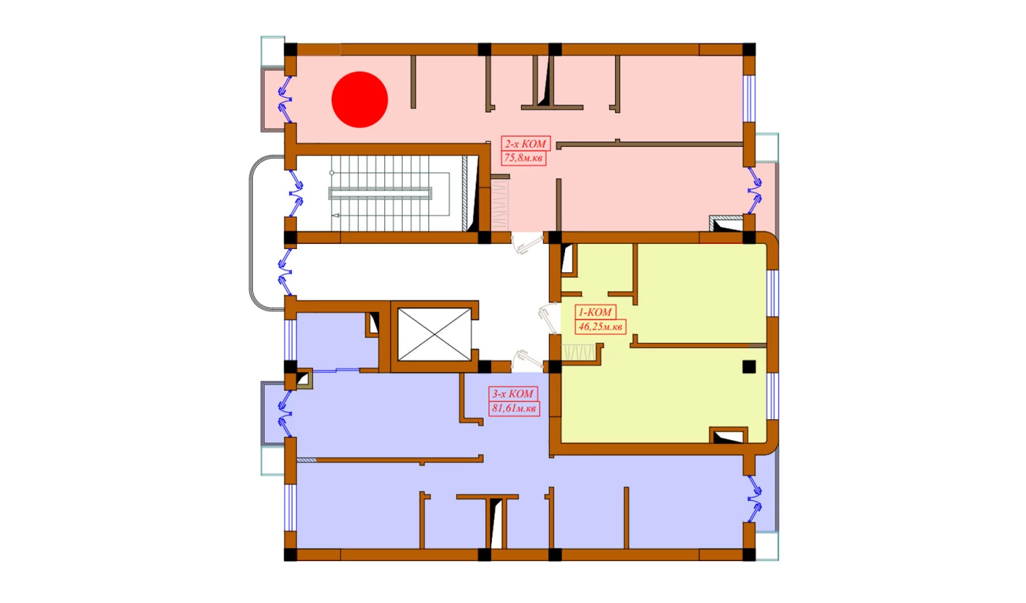 2-xonali xonadon 75.8 m²  4/10 qavat | Aviasozlar Plaza Turar-joy majmuasi