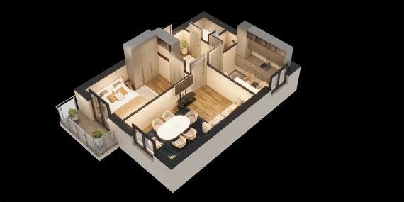 2-комнатная квартира 52 м²  8/8 этаж | Жилой комплекс Saxro