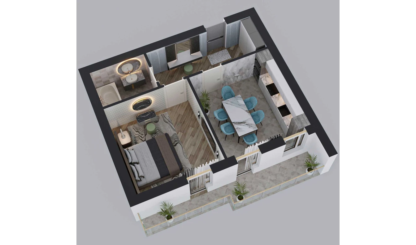 1-комн. квартира 55 м²  8/9 этаж | Жилой комплекс BAHOR