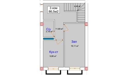 3-комнатная квартира 86.5 м²  7/7 этаж | Жилой комплекс Sokin