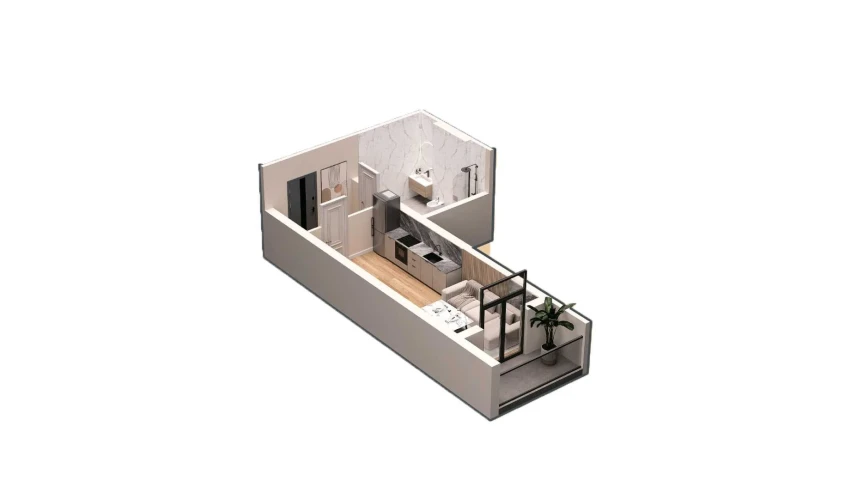 1-комнатная квартира 37.5 м²  3/16 этаж | Жилой комплекс DO'MBIROBOD RESIDENCE