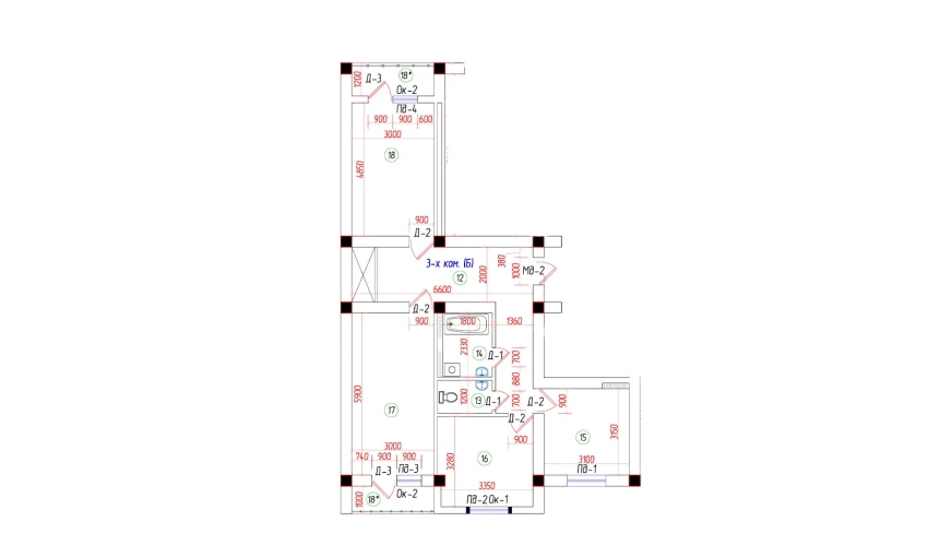 3-комнатная квартира 85.12 м²  3/7 этаж | Жилой комплекс Oila TJM
