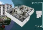 2-xonali xonadon 71.6 m²  4/7 qavat | G'IJDUVON CITY Turar-joy majmuasi