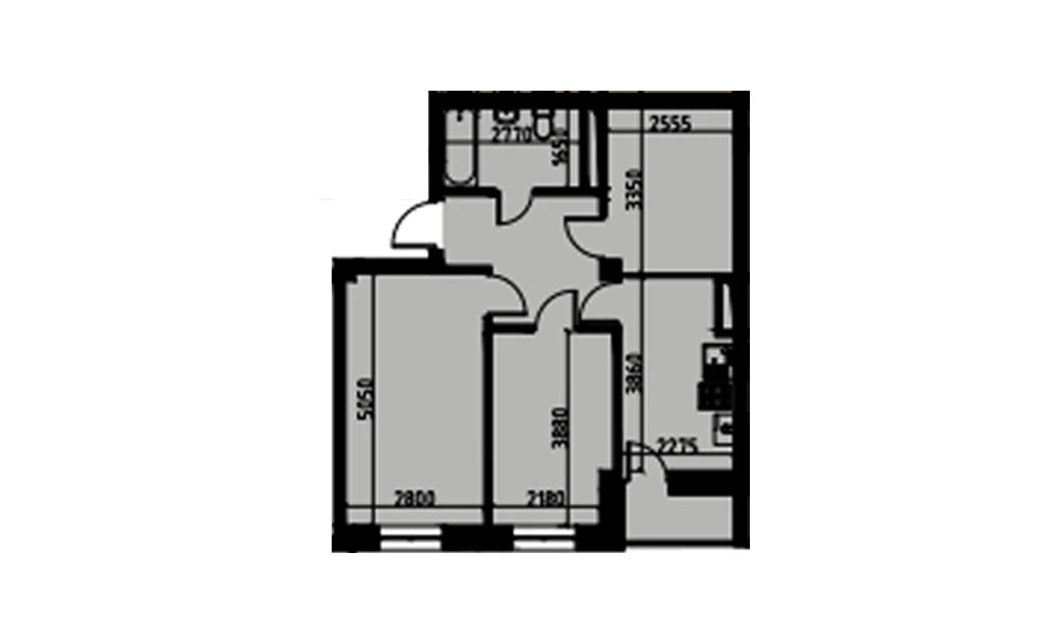 2-xonali xonadon 60.53 m²  5/10 qavat | YANGIOBOD RESIDENCE Turar-joy majmuasi