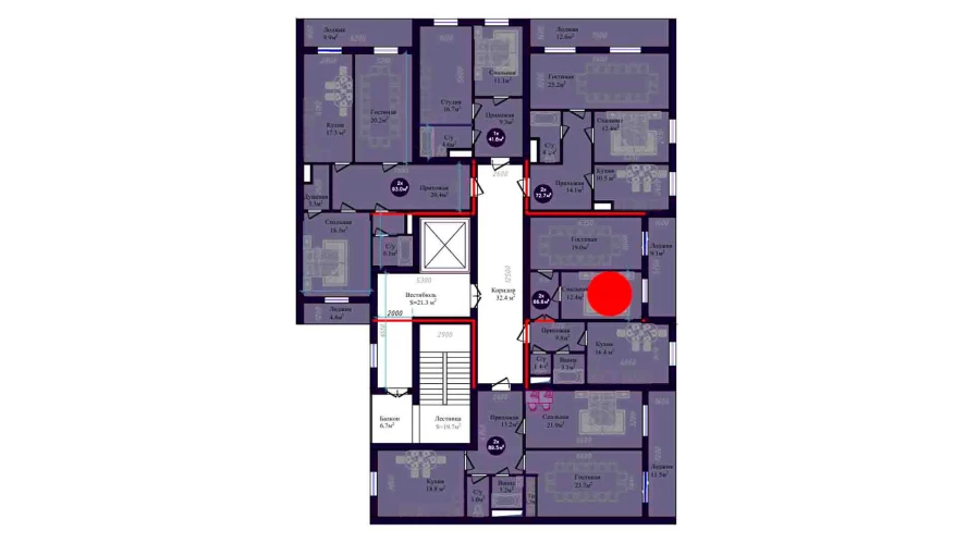 2-комн. квартира 66.6 м²  2/9 этаж | Жилой комплекс Navruz Avenue