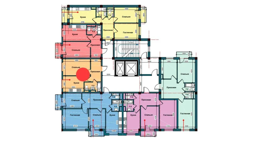 1-xonali xonadon 41.5 m²  10/10 qavat | NUR BARAKA Turar-joy majmuasi