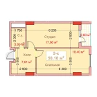 2-комн. квартира 50.18 м²  3/8 этаж | Жилой комплекс CAPITAL AVENUE