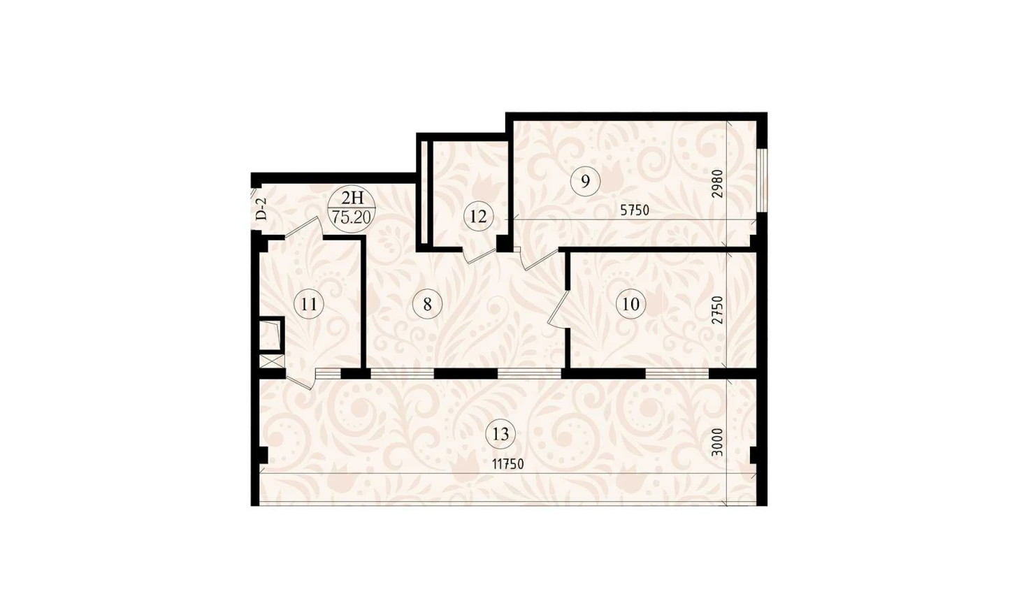 2-комн. квартира 75.2 м² 8/8 этаж | Жилой комплекс YASHIL VODIY RESIDENCE 2-комн. квартира 75.2 м² 8/8 этаж | Жилой комплекс YASHIL VODIY RESIDENCE