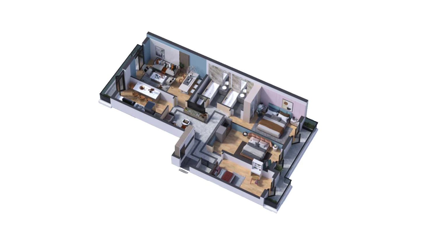 4-xonali xonadon 101.71 m²  11/16 qavat | SOKIN DIYOR Turar-joy majmuasi