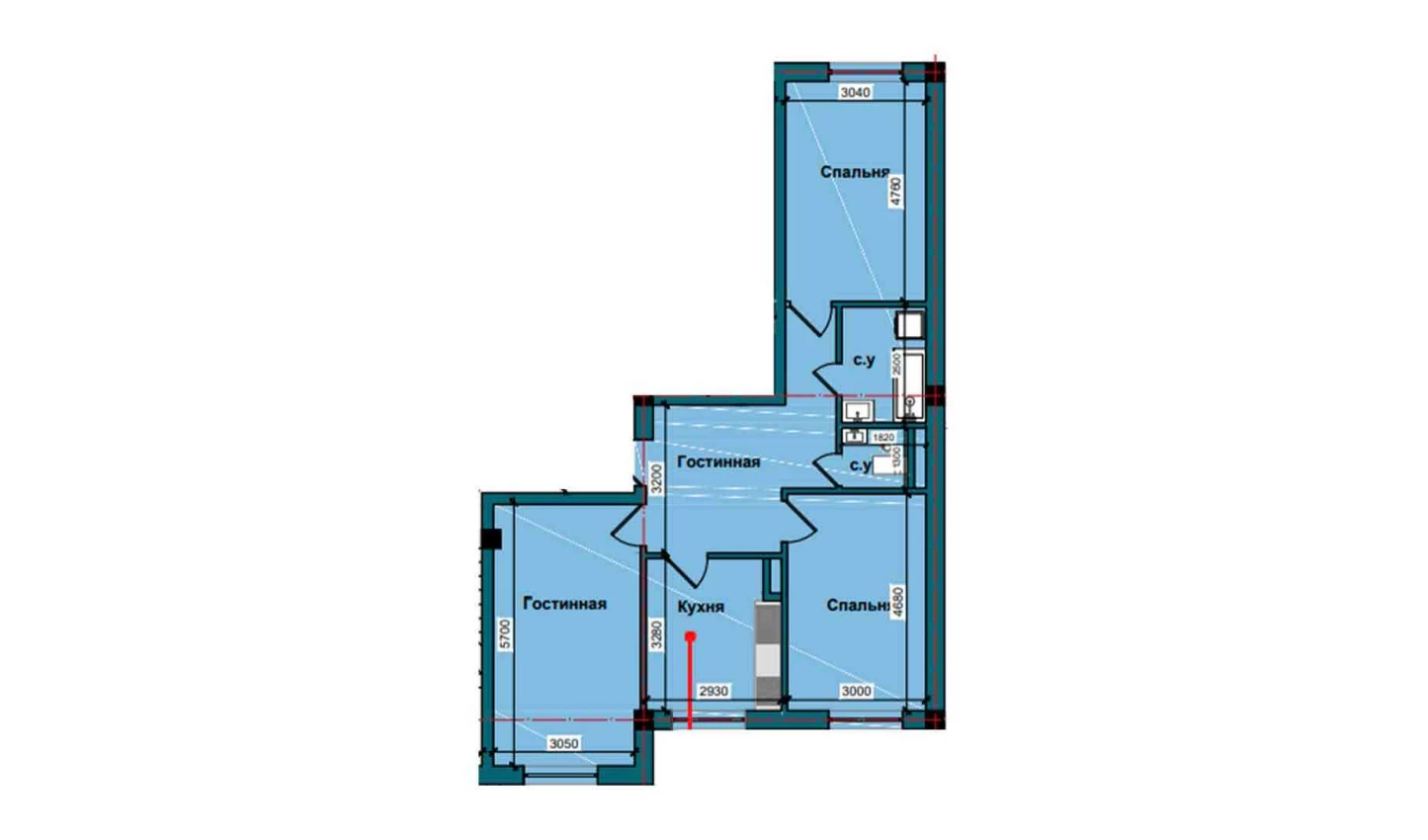 3-комн. квартира 79.3 м²  1/9 этаж | Жилой комплекс NUR BARAKA